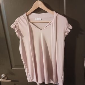 Calvin Klein Pink Flutter Sleeve Blouse